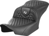 SADDLEMEN Roadsofa* Seat - without Backrest - Honeycomb - White Stitch - FLTR/FLHX '23-'24 823-07-18906