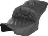 SADDLEMEN RoadSofa* Seat - without Backrest - Carbon Fiber - Lattice Stitch - FLTR/FLHX '23-'24 823-07-20600