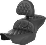 SADDLEMEN RoadSofa* Seat - with Backrest - Carbon Fiber - Lattice Stitch - FLTR/FLHX '23-'24 823-07-206B0