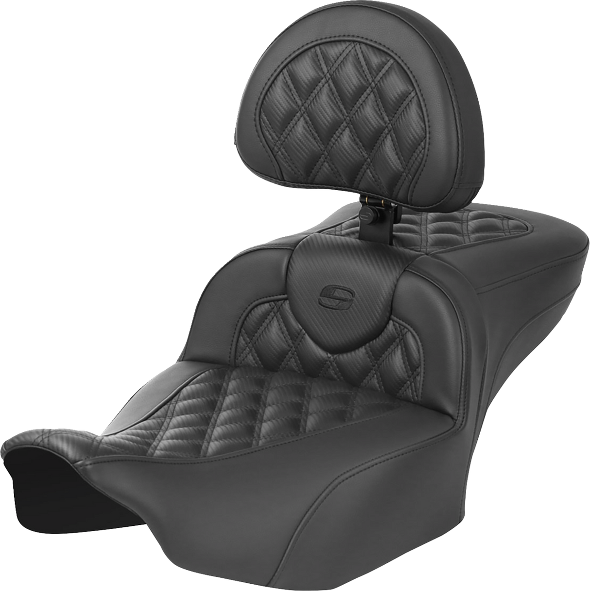SADDLEMEN Roadsofa* Extended Reach Seat - with Backrest - Carbon Fiber - Lattice Stitch - FLTR/FLHX '23-'24 823-07-207B0