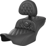 SADDLEMEN Roadsofa* Extended Reach Seat - without Backrest - Lattice Stitch - Gray Stitch - FLTR/FLHX '23-'24 823-07-207B2