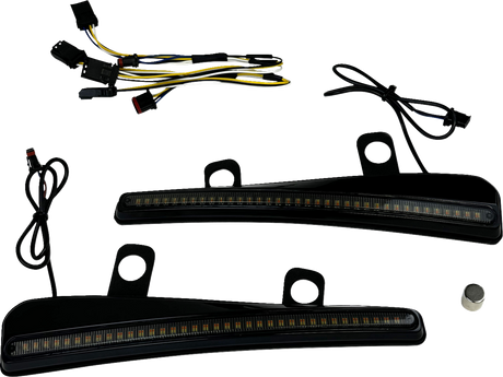 CUSTOM DYNAMICS Windshield Trim - LED - Turn Signal - Black - Smoke Lens CD-RG23-SWT-B