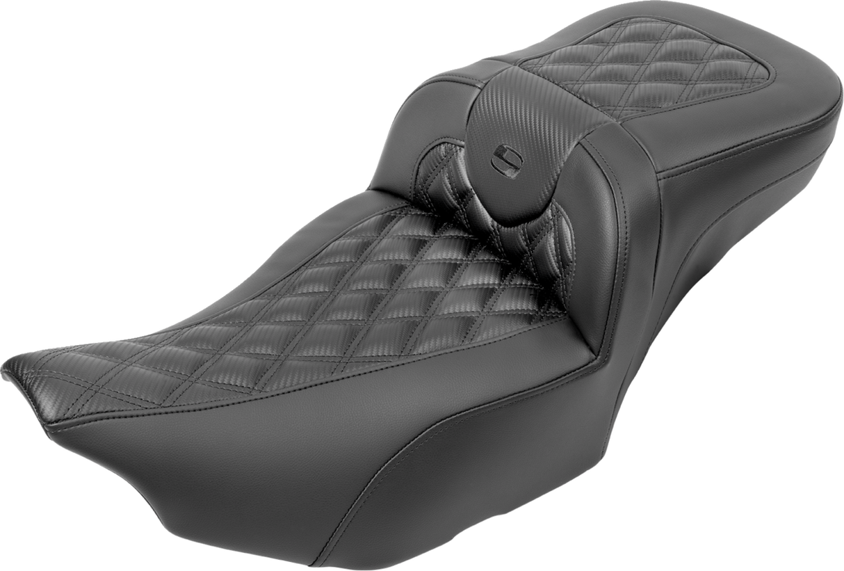 SADDLEMEN Roadsofa* Extended Reach Seat - without Backrest - Carbon Fiber - Lattice Stitch - FLTR/FLHX '23-'24 823-07-20700