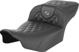 SADDLEMEN Roadsofa* Extended Reach Seat - without Backrest - Lattice Stitch - Dark Gray Stitch - FL/FX '23-'24 823-07-20702