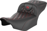 SADDLEMEN Roadsofa* Extended Reach Seat - without Backrest - Lattice Stitch - Red Stitch - FLTR/FLHX '23-'24 823-07-20704
