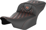 SADDLEMEN Roadsofa* Extended Reach Seat - without Backrest - Lattice Stitch - Orange Stitch - FL/FX '23-'24 823-07-20703