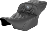 SADDLEMEN Roadsofa* Extended Reach Seat - without Backrest - Lattice Stitch - Silver Stitch - FL/FX '23-'24 823-07-20705