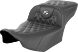 SADDLEMEN Roadsofa* Extended Reach Seat - without Backrest - Lattice Stitch - White Stitch - FLTR/FLHX '23-'24 823-07-20706