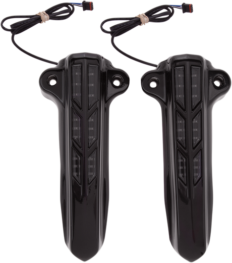 Ciro Forkini Lower Leg Covers - Gloss Black - With LEDs 43003 - Cycle City Outdoors
