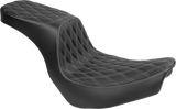 DRAG SPECIALTIES Predator 2-Up Seat - Vinyl - Double Diamond - Silver Stitching - FLSB/FXLRS '18-'24 4688C