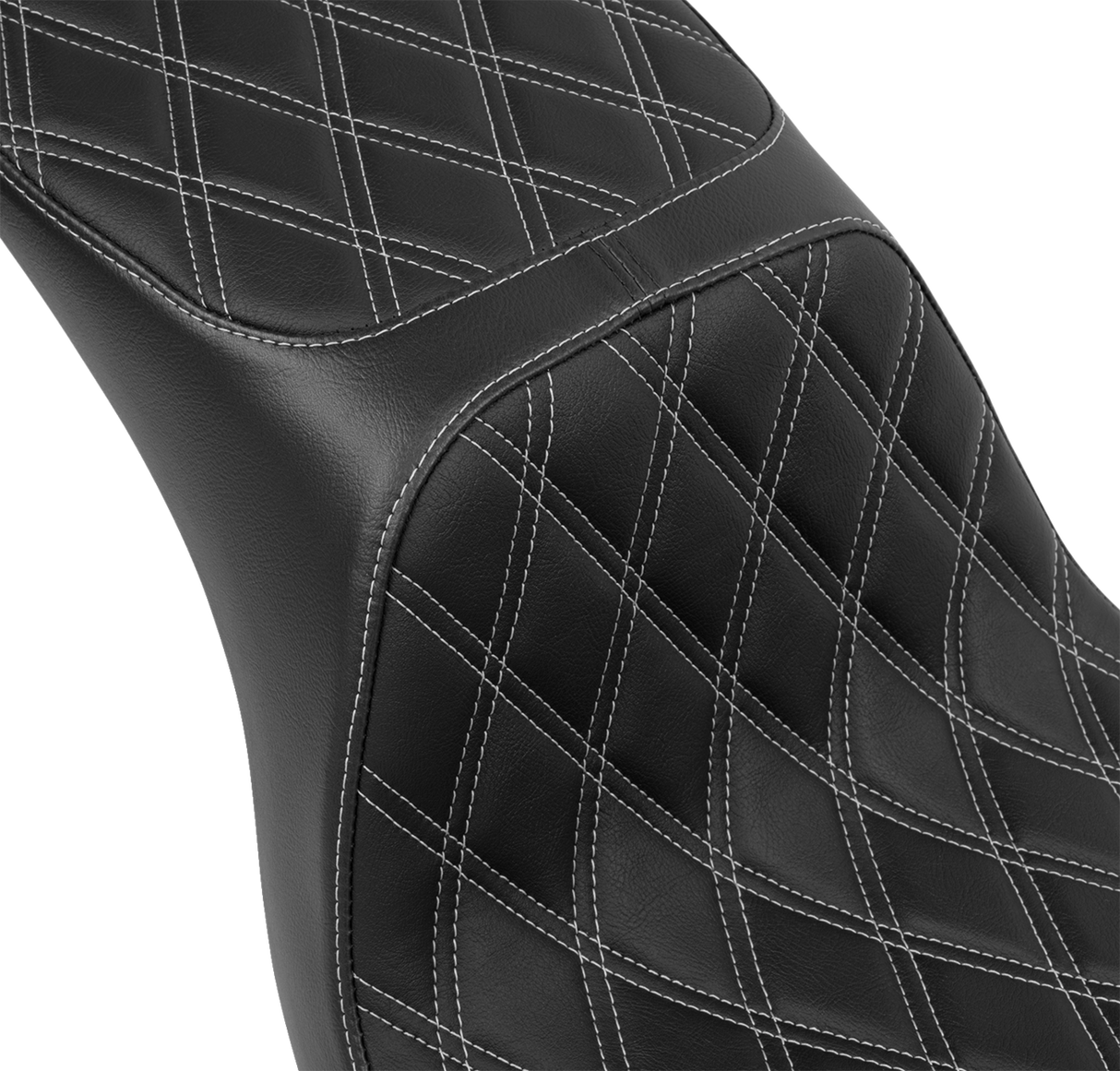 DRAG SPECIALTIES Predator 2-Up Seat - Vinyl - Double Diamond - Silver Stitching - FLSB/FXLRS '18-'24 4688C