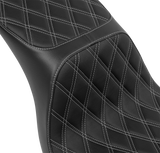 DRAG SPECIALTIES Predator 2-Up Seat - Vinyl - Double Diamond - Silver Stitching - FLSB/FXLRS '18-'24 4688C