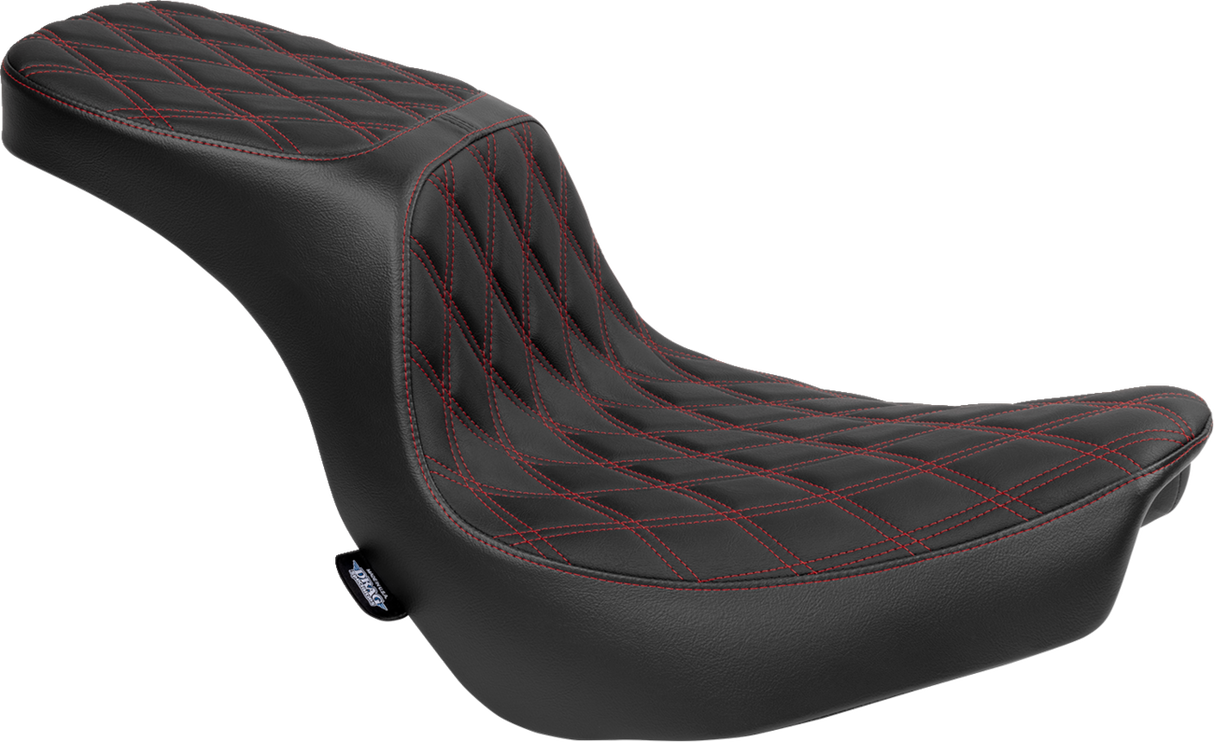 DRAG SPECIALTIES Predator 2-Up Seat - Vinyl - Double Diamond - Red Stitching - FLSB/FXLRS '18-'24 4688D