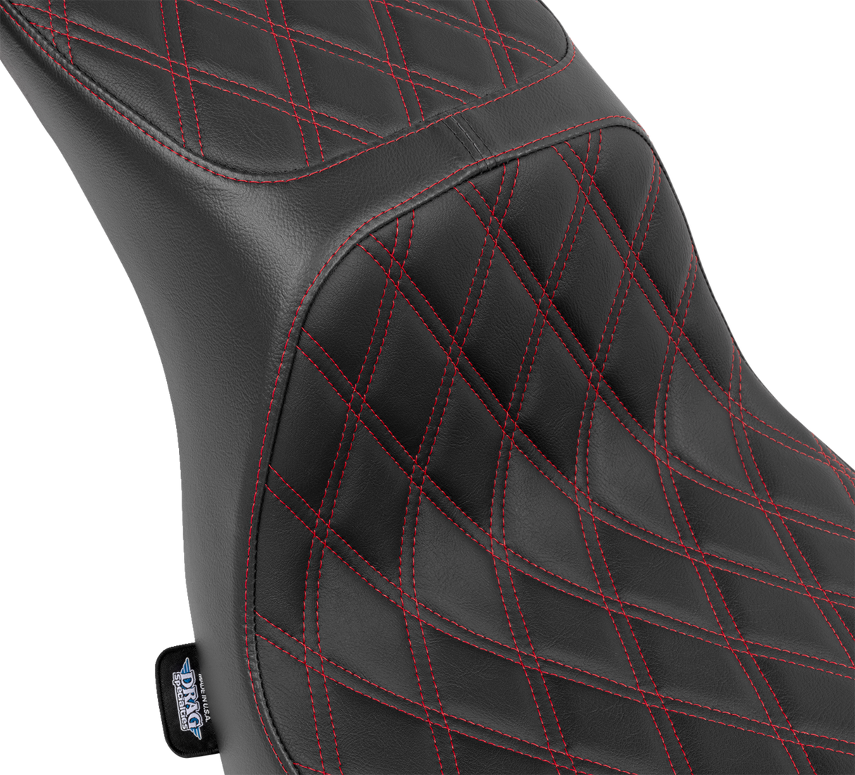 DRAG SPECIALTIES Predator 2-Up Seat - Vinyl - Double Diamond - Red Stitching - FLSB/FXLRS '18-'24 4688D