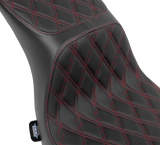 DRAG SPECIALTIES Predator 2-Up Seat - Vinyl - Double Diamond - Red Stitching - FLSB/FXLRS '18-'24 4688D