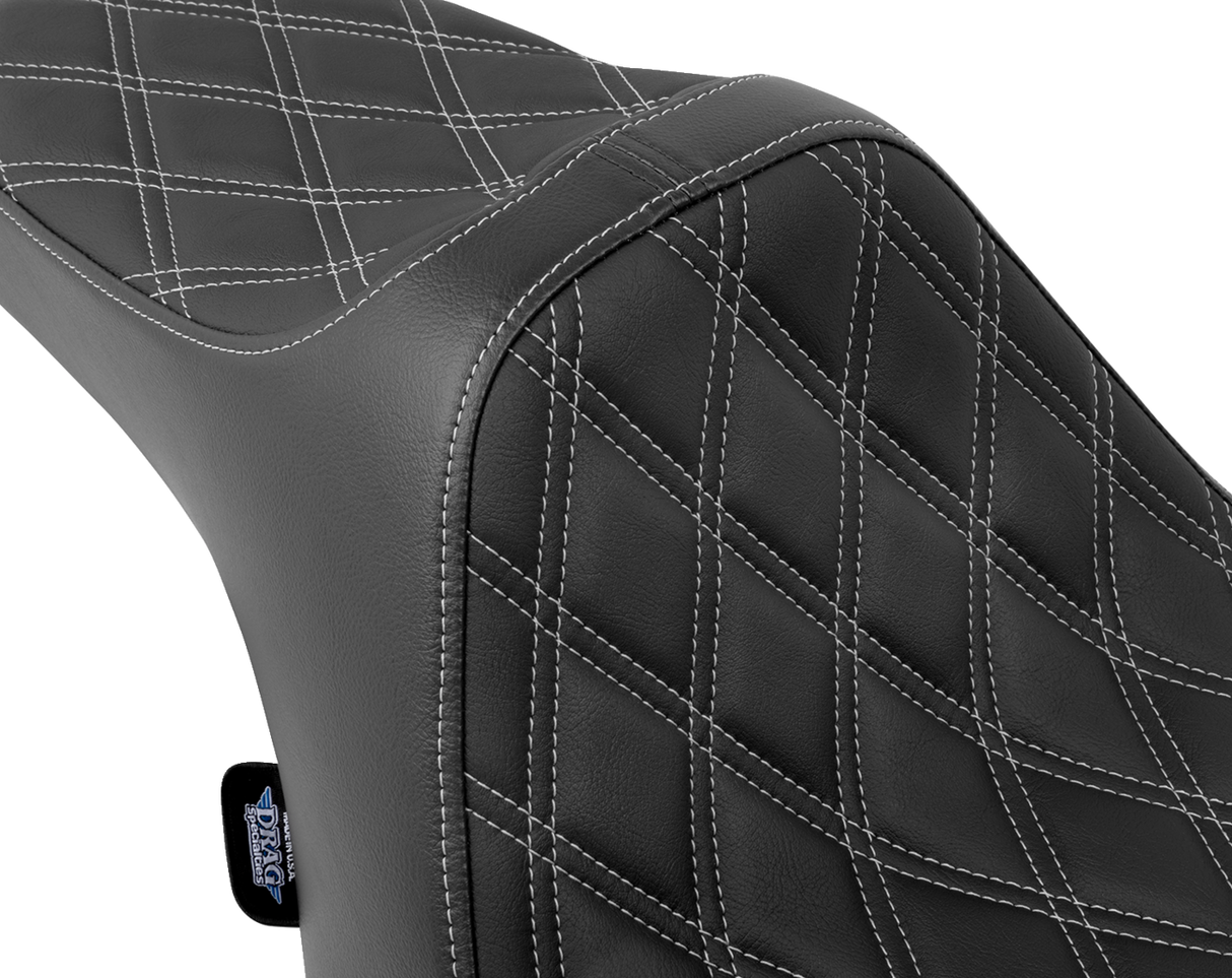 DRAG SPECIALTIES Predator III Seat - Double Diamond - Silver Stitched - FLT/FLH '23-'24 4686C