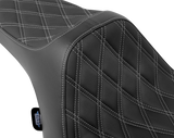 DRAG SPECIALTIES Predator III Seat - Double Diamond - Silver Stitched - FLT/FLH '23-'24 4686C