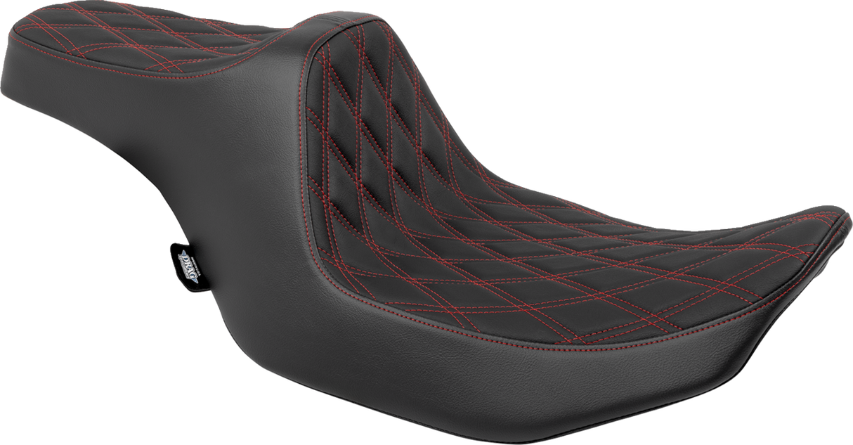 DRAG SPECIALTIES Predator III Seat - Double Diamond - Red Stitched - FLT/FLH '23-'24 4686D