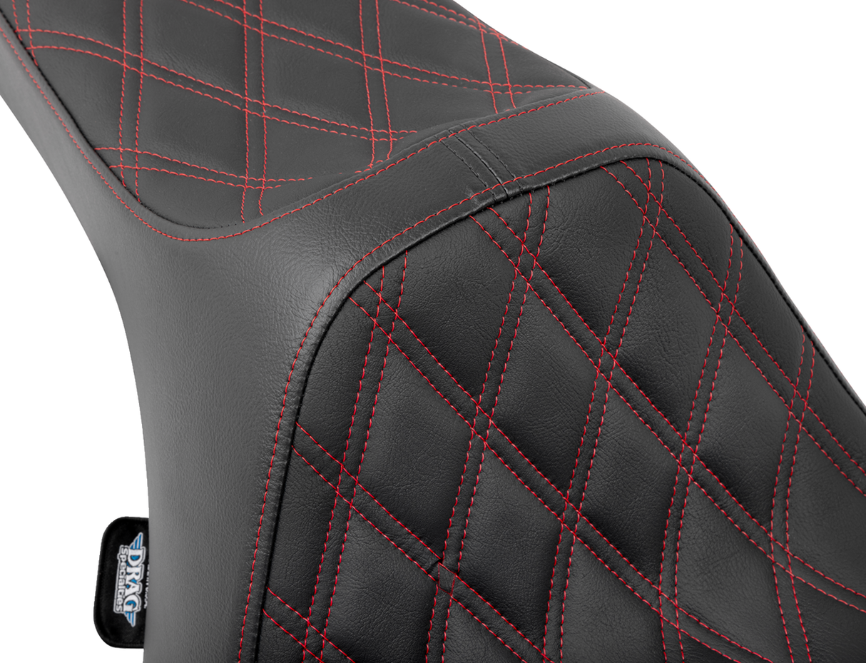 DRAG SPECIALTIES Predator III Seat - Double Diamond - Red Stitched - FLT/FLH '23-'24 4686D