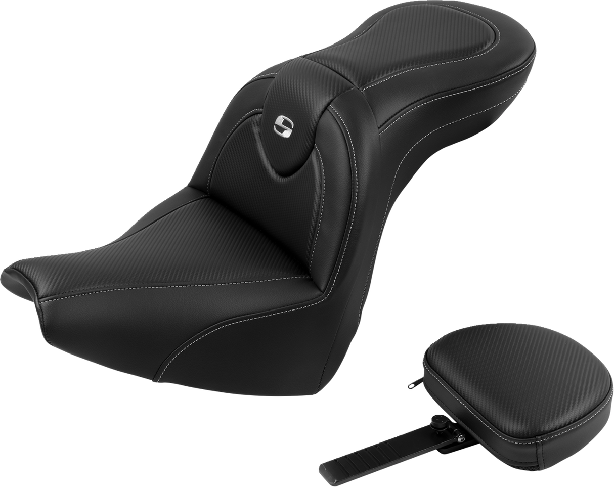 SADDLEMEN Roadsofa* Seat with Backrest - Carbon Fiber - FXBR/S '18-'20 - Part 818-31-185BR