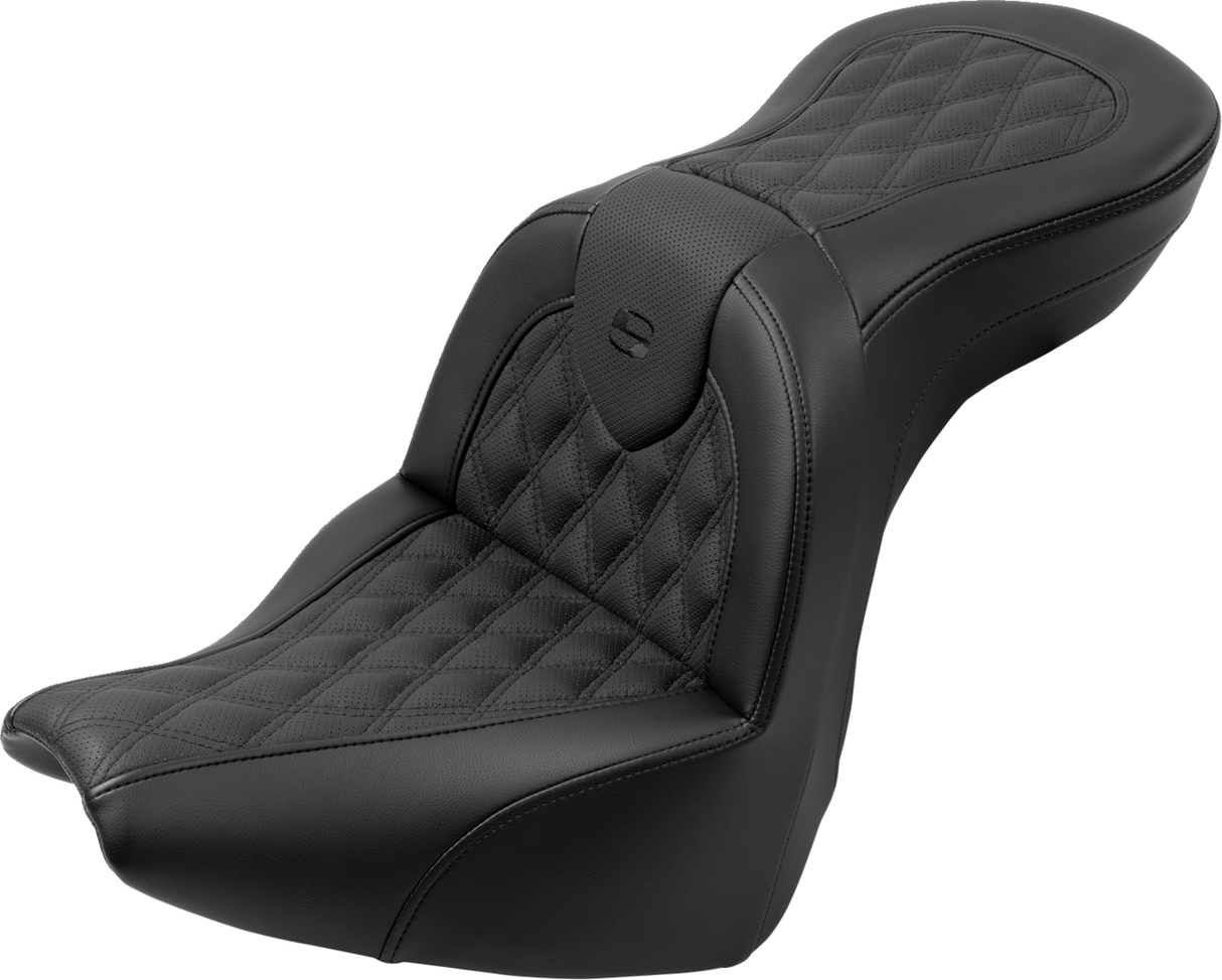 SADDLEMEN Roadsofa* Seat with Backrest - Lattice Stitch - FXBR/S '18-'20 - Part 818-31-182BR