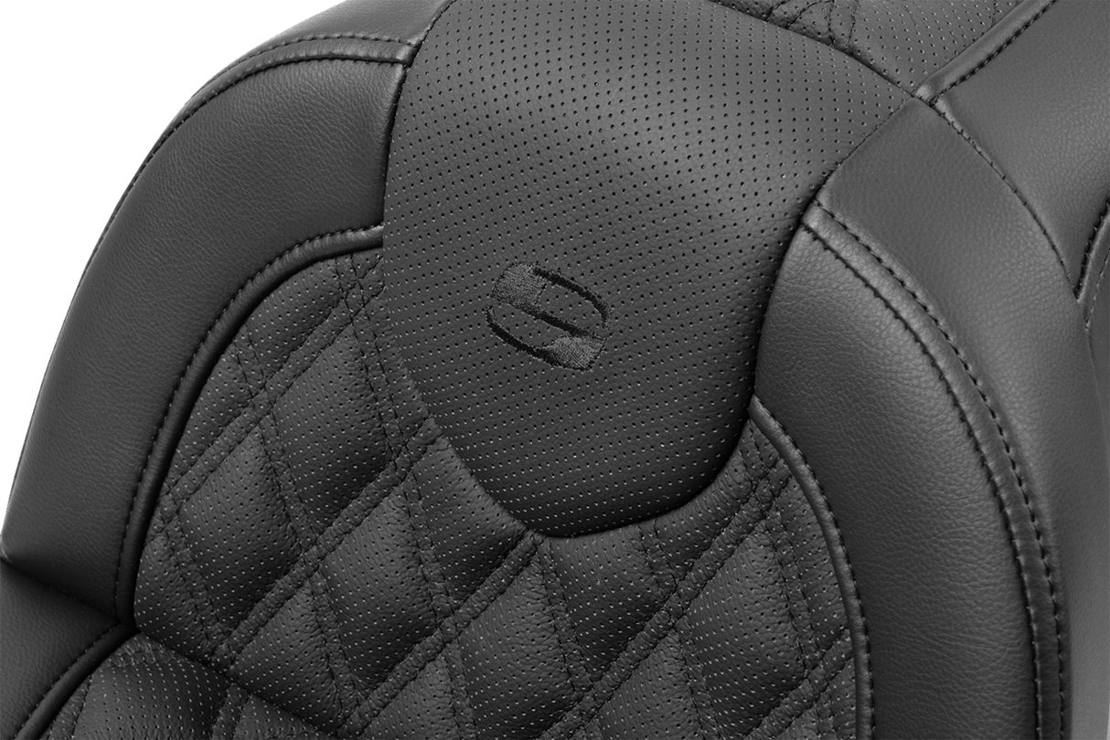 SADDLEMEN Roadsofa* Seat with Backrest - Lattice Stitch - FXBR/S '18-'20 - Part 818-31-182BR