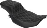 DRAG SPECIALTIES Predator III 2-Up Seat - Extended Reach - Vinyl - Silver Double Diamond Stitch - FLHX/FLTR '23-'24 4691C