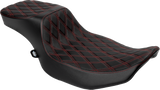 DRAG SPECIALTIES Predator III 2-Up Seat - Extended Reach - Vinyl - Red Double Diamond Stitch - FLHX/FLTR '23-'24 4691D
