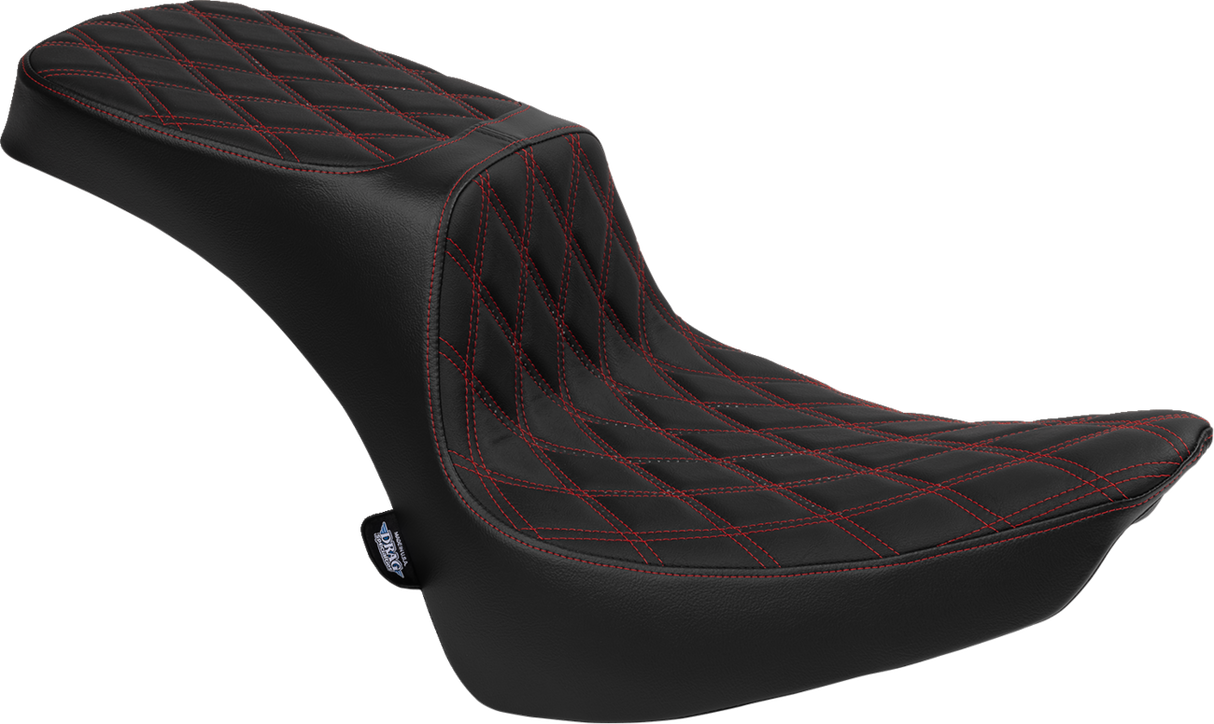 DRAG SPECIALTIES Predator III 2-Up Seat - Vinyl - Double Diamond - Red Thread - FL '00-'17 4689D