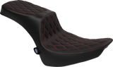 DRAG SPECIALTIES Predator III 2-Up Seat - Vinyl - Double Diamond - Red Thread - FL '00-'17 4689D