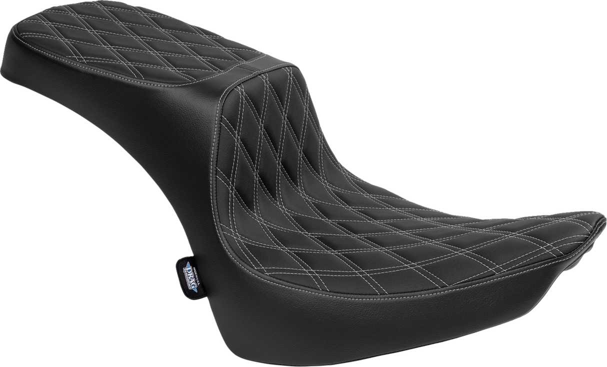 DRAG SPECIALTIES Predator III 2-Up Seat - Vinyl - Double Diamond - Silver Thread - FL '00-'17 4689C