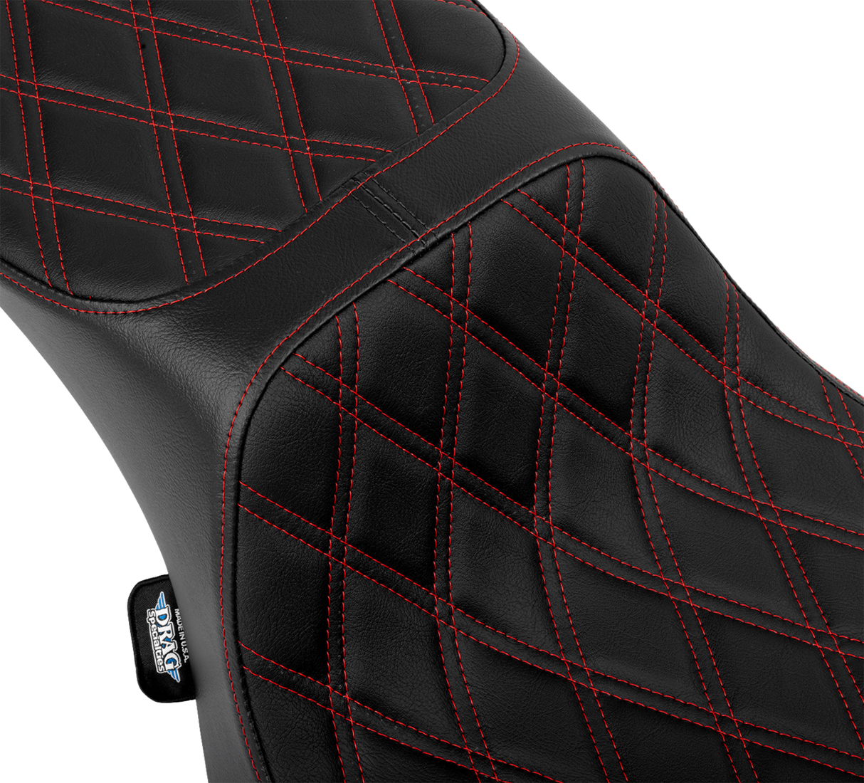 DRAG SPECIALTIES Predator III 2-Up Seat - Extended Reach - Vinyl - Red Double Diamond Stitch - FLHX/FLTR '23-'24 4691D