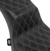 DRAG SPECIALTIES Predator III 2-Up Seat - Vinyl - Double Diamond - Silver Thread - FL '00-'17 4689C