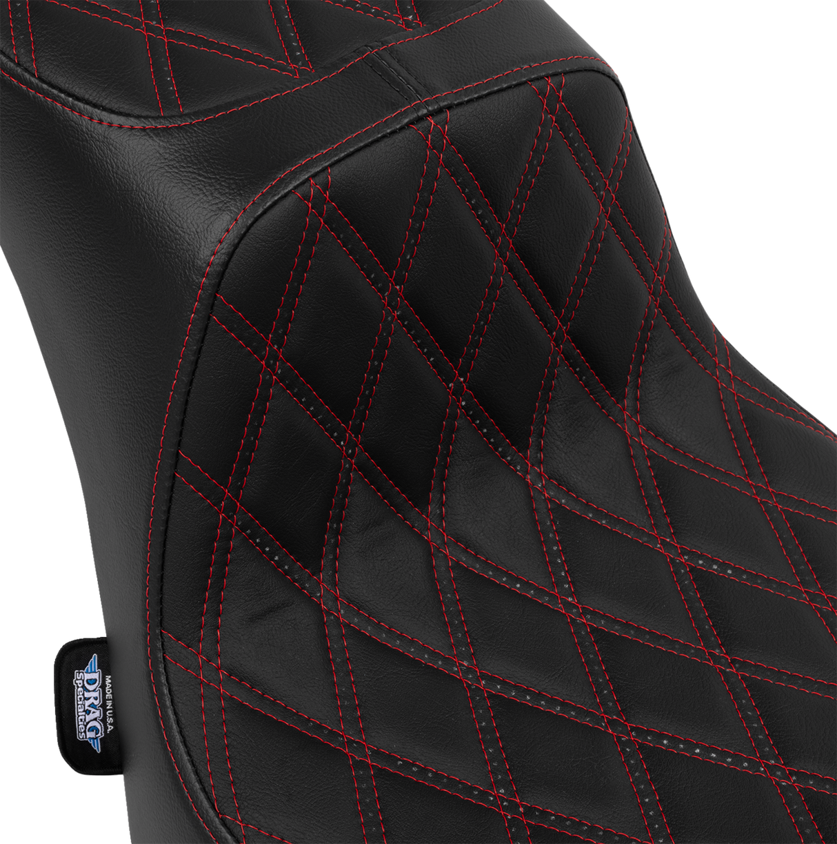 DRAG SPECIALTIES Predator III 2-Up Seat - Vinyl - Double Diamond - Red Thread - FL '00-'17 4689D