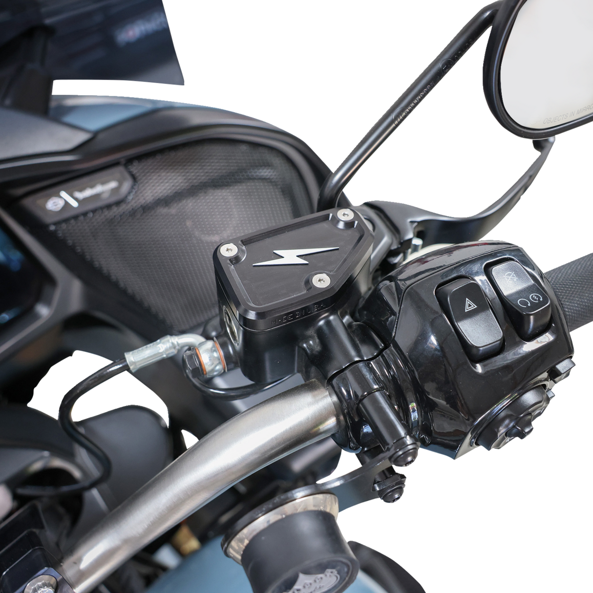 THRASHIN SUPPLY CO. Master Cylinder Cover - Brake - Front - Black/Twice-Cut TSC-3178-4
