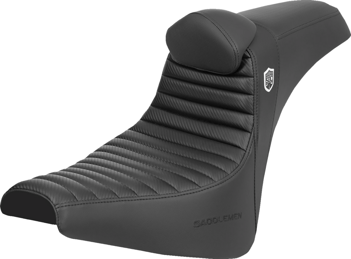 SADDLEMEN Pro Series SDC Performance Seat with Backrest - Tuck-n-Roll/Carbon Fiber - Gripper - FX '18-'24 SC81830TB