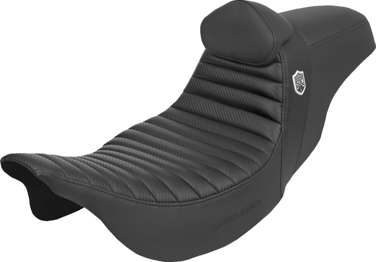 SADDLEMEN Pro Series SDC Performance Seat with Backrest - Tuck-n-Roll/Carbon Fiber - Gripper - FLH/FLT '08-'23 SC80807TB
