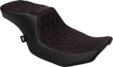 DRAG SPECIALTIES Predator 2-Up Seat - Vinyl - Double Diamond Red Stitch - FLTR/FLHX '23-'24 - Part 4692D