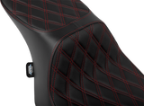 DRAG SPECIALTIES Predator 2-Up Seat - Vinyl - Double Diamond Red Stitch - FLTR/FLHX '23-'24 - Part 4692D