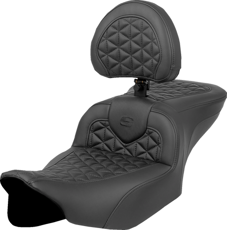 SADDLEMEN RoadSofa* Tri Gripper Seat - Standard Reach - w/ Backrest - FLH/FLT '23-'24 823-07-210B0
