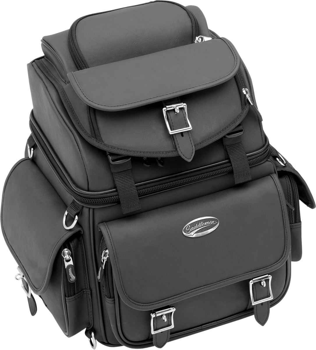 Saddlemen BR1800EX Motorcycle Sissy Bar Bag | Adjustable Backrest, Rain Cover & Two Mounting Systems