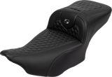 SADDLEMEN Roadsofa* Extended Reach Seat - with Backrest - Honeycomb - Dark Gray Stitch - FLTR/FLHX '23-'24 823-07-190B2