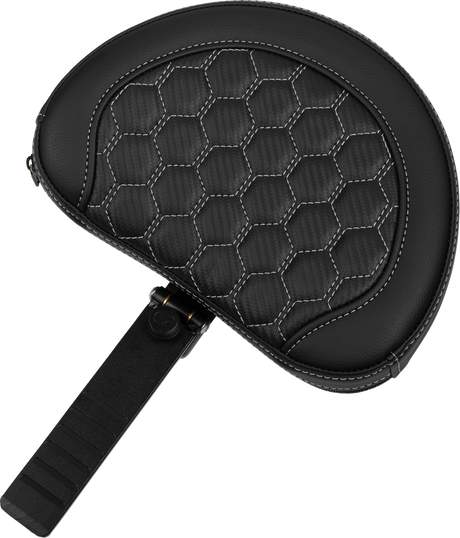 SADDLEMEN Roadsofa* Extended Reach Seat - with Backrest - Honeycomb - Silver Stitch - FLTR/FLHX '23-'24 823-07-190B5
