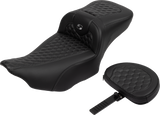 SADDLEMEN Roadsofa* Extended Reach Seat - with Backrest - Honeycomb - Dark Gray Stitch - FLTR/FLHX '23-'24 823-07-190B2