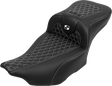 SADDLEMEN Roadsofa* Extended Reach Seat - with Backrest - Honeycomb - White Stitch - FLTR/FLHX '23-'24 823-07-190B6