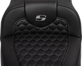 SADDLEMEN Roadsofa* Extended Reach Seat - with Backrest - Honeycomb - Dark Gray Stitch - FLTR/FLHX '23-'24 823-07-190B2