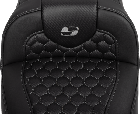SADDLEMEN Roadsofa* Extended Reach Seat - with Backrest - Honeycomb - Dark Gray Stitch - FLTR/FLHX '23-'24 823-07-190B2