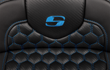 SADDLEMEN Roadsofa* Extended Reach Seat - with Backrest - Honeycomb - Blue Stitch - FLTR/FLHX '23-'24 823-07-190B1