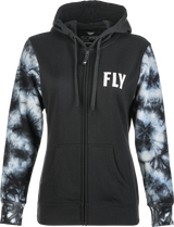 Women's Fly Tie Dye Zip Up Hoodie Black/Grey 2x - Cycle City Outdoors