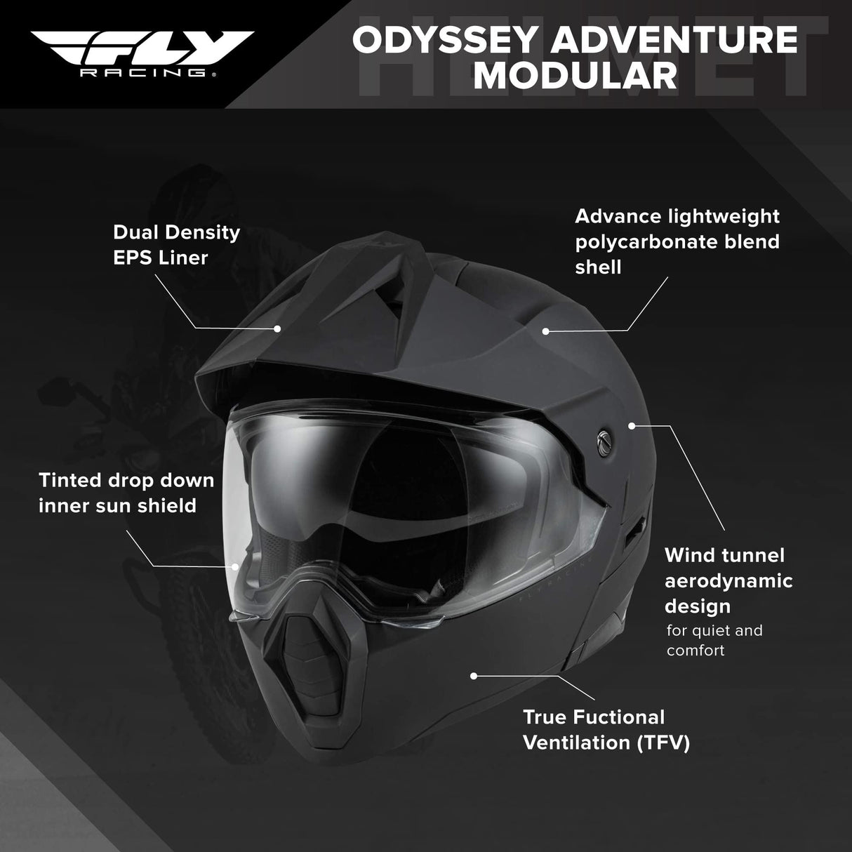 Fly Racing - ODYSSEY SUMMIT HELMET BLACK/WHITE/GREY